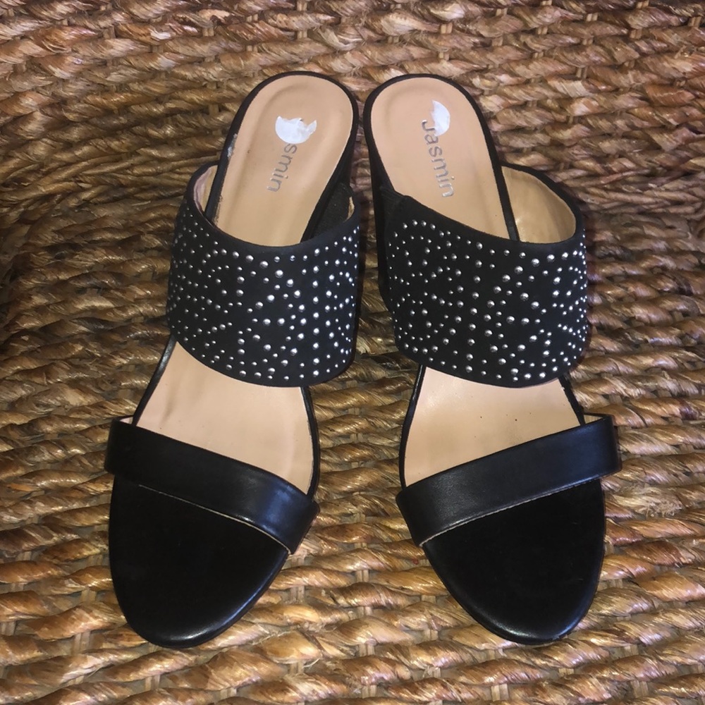 Jasmin Black high heel sandals double strap